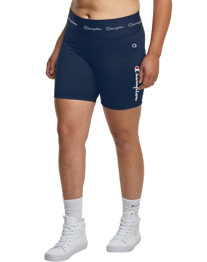 Champion Korte Broek Dames - Donkerblauw - Plus Authentic Bike Script Logo 7 ( 201586-XAG )